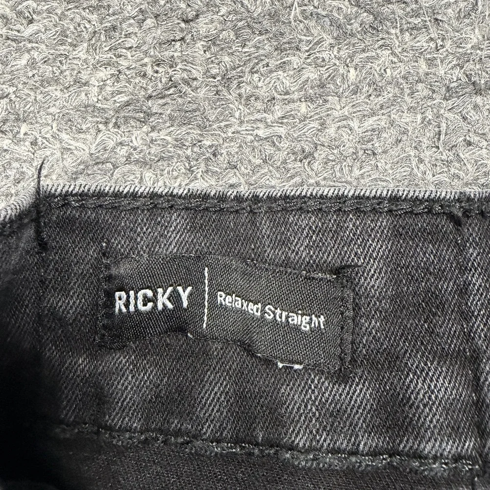True Religion Ricky Jeans Mens 34x32 Black Flap Relaxed Straight Denim Stretch